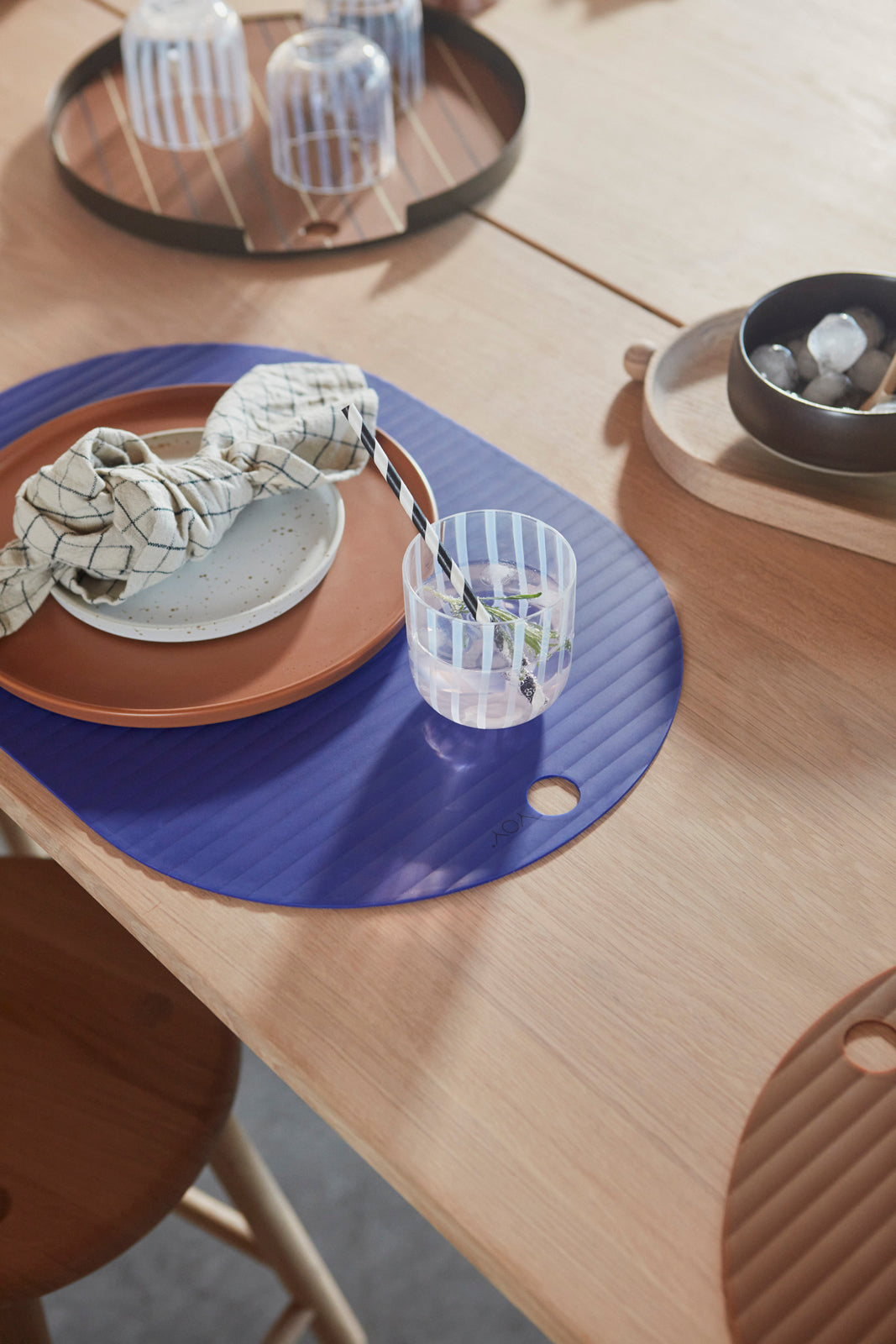 Pack of 2 Ribbo Placemat in Optic Blue